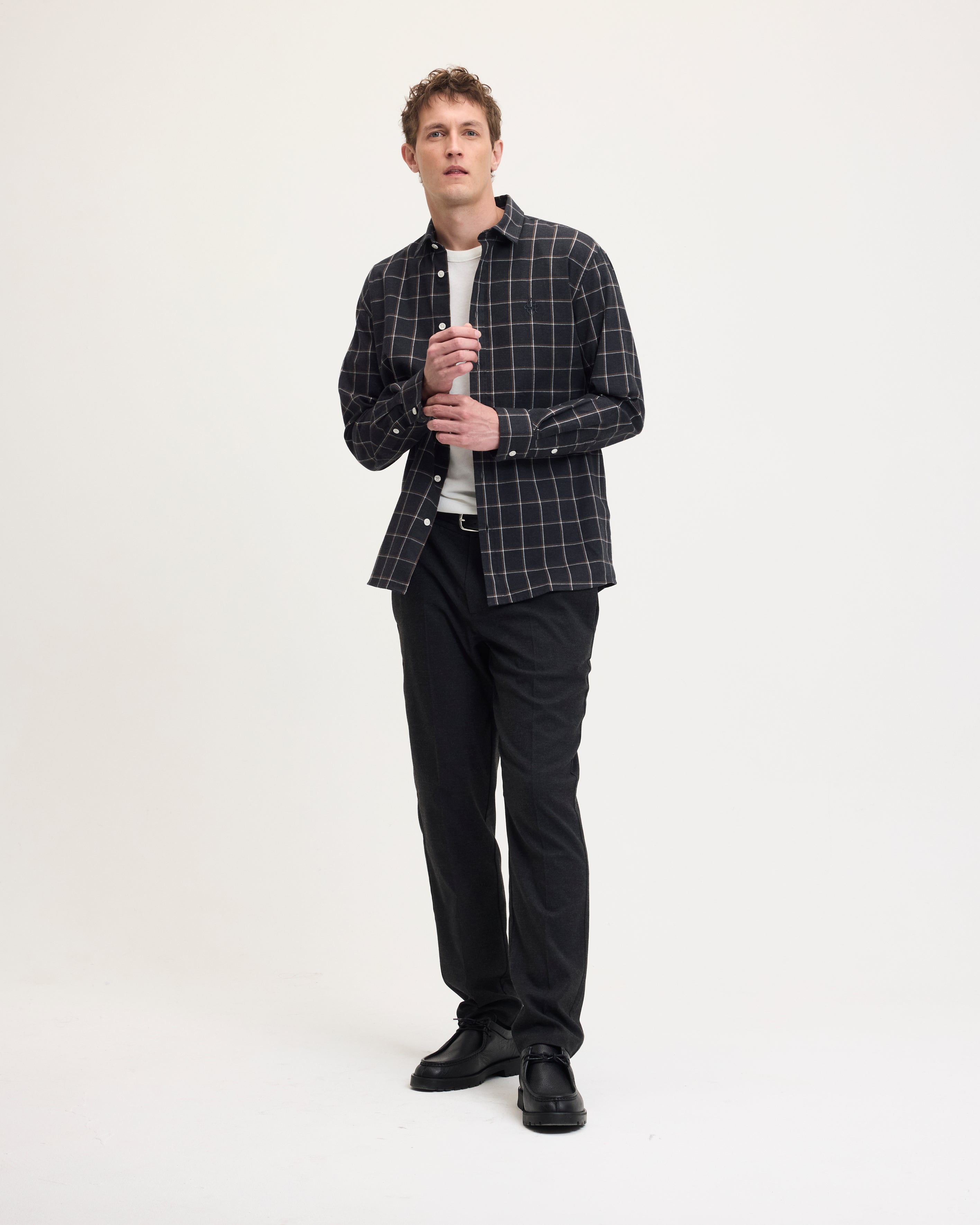 GOODPEOPLE Seinfield camicia a quadri grigio nero cotone