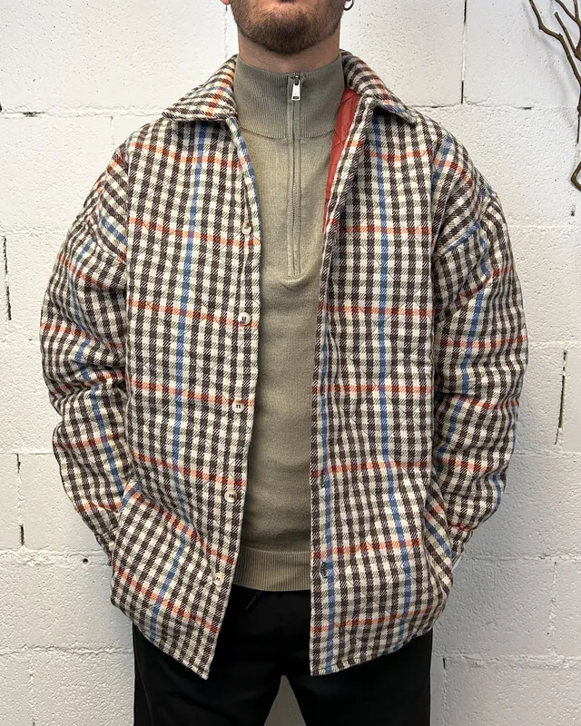 DUCA Check giubbotto camicia oversize marrone quadri