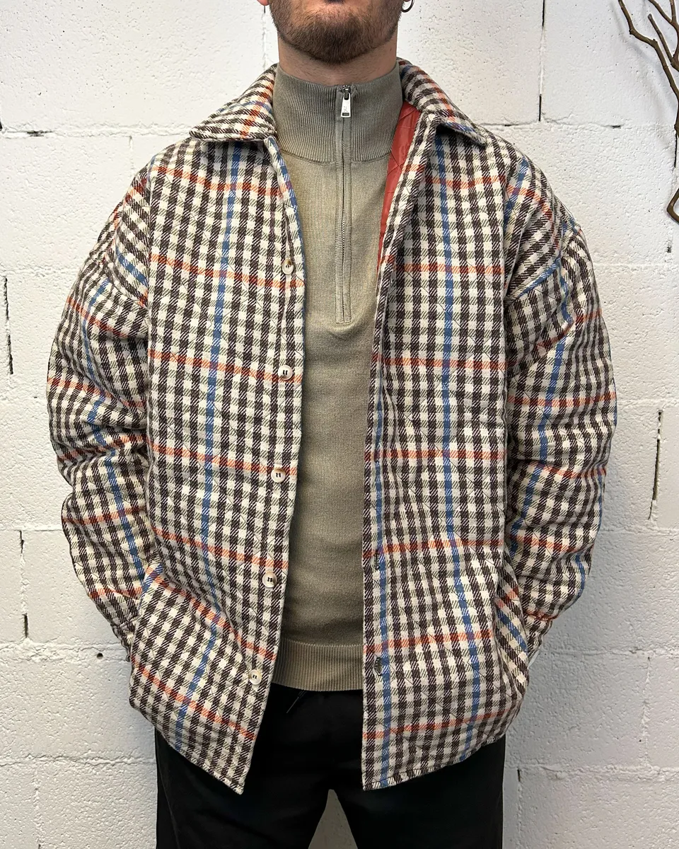 DUCA Check giubbotto camicia oversize marrone quadri