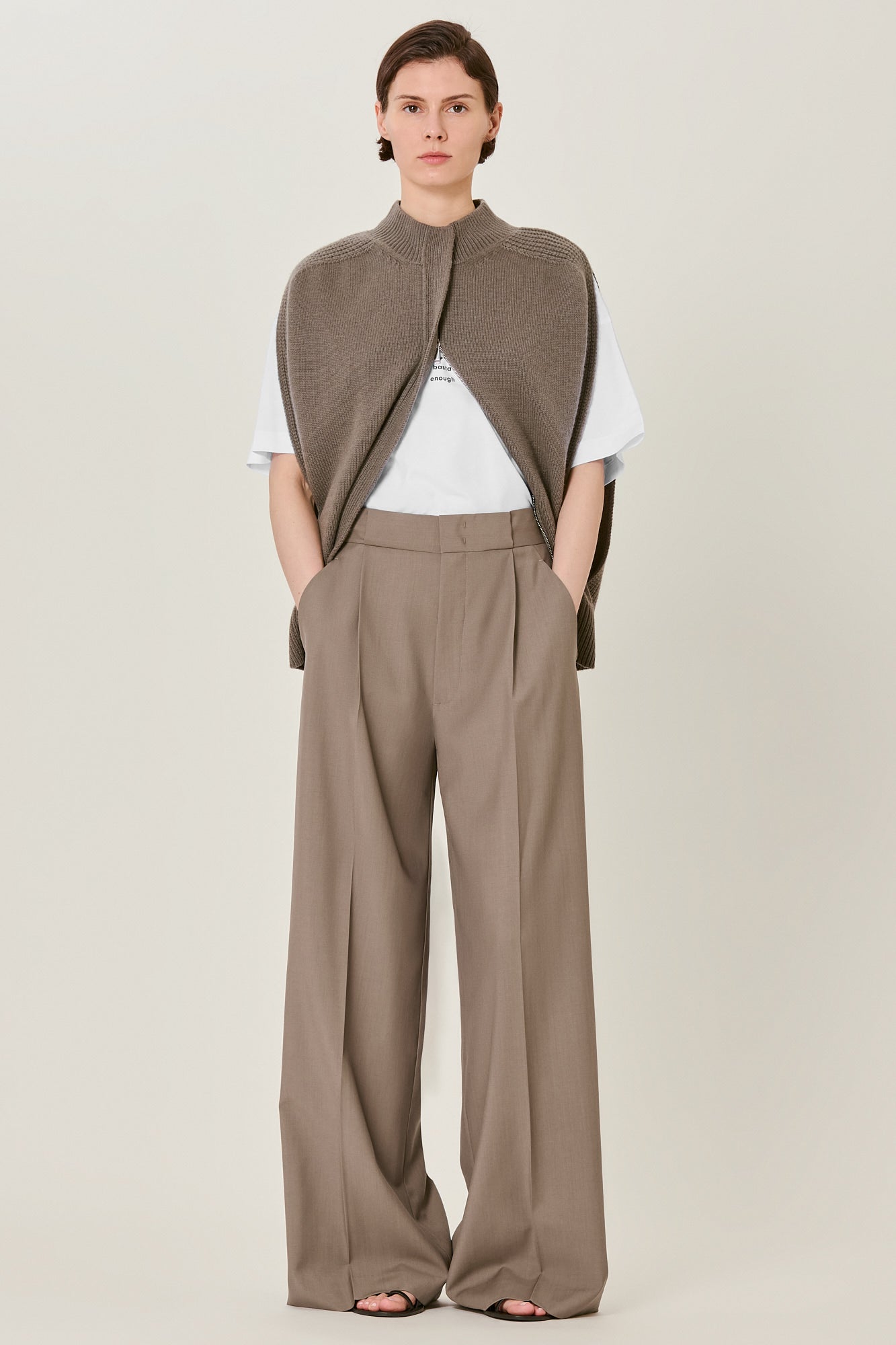 Sa Su Phi cardigan smanicato zip avorio cashmere