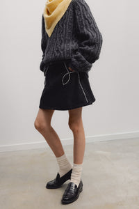 The New Society TNS Denim gonna mini borchie cotone nero