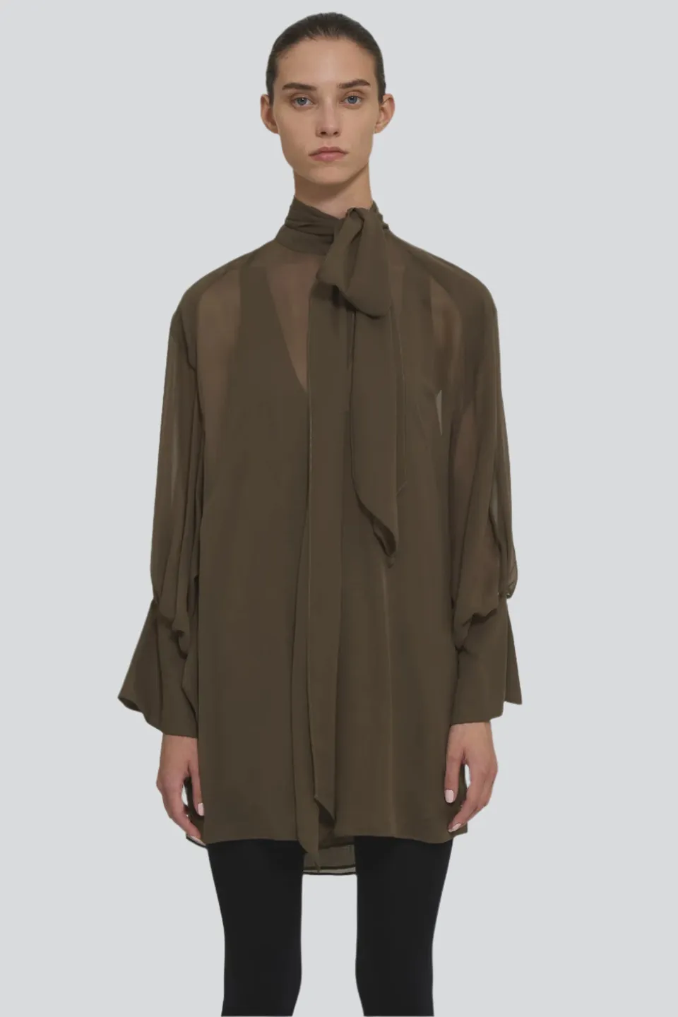 Sa Su Phi Andrea abito georgette verde militare