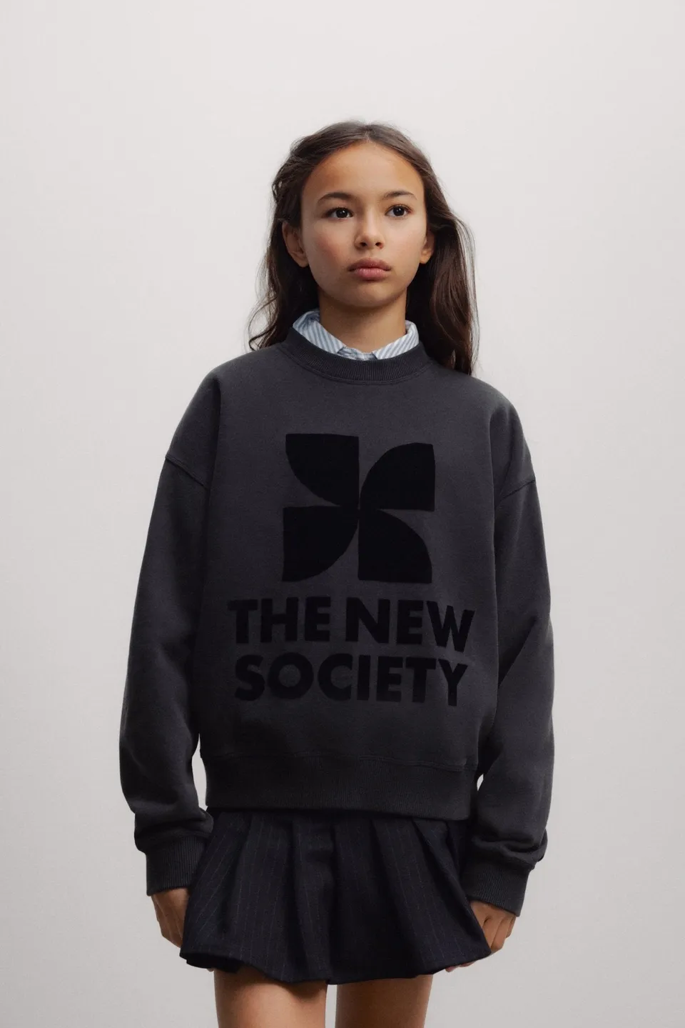 The New Society TNS Logo felpa ragazzo moonless night cotone