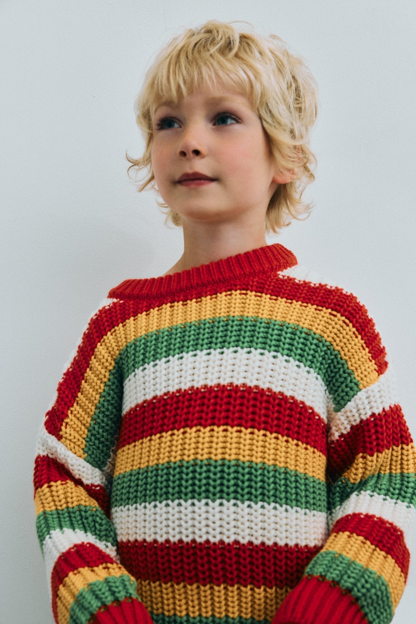 The New Society Lantana Jumper maglione bimbo Tulip Red a righe
