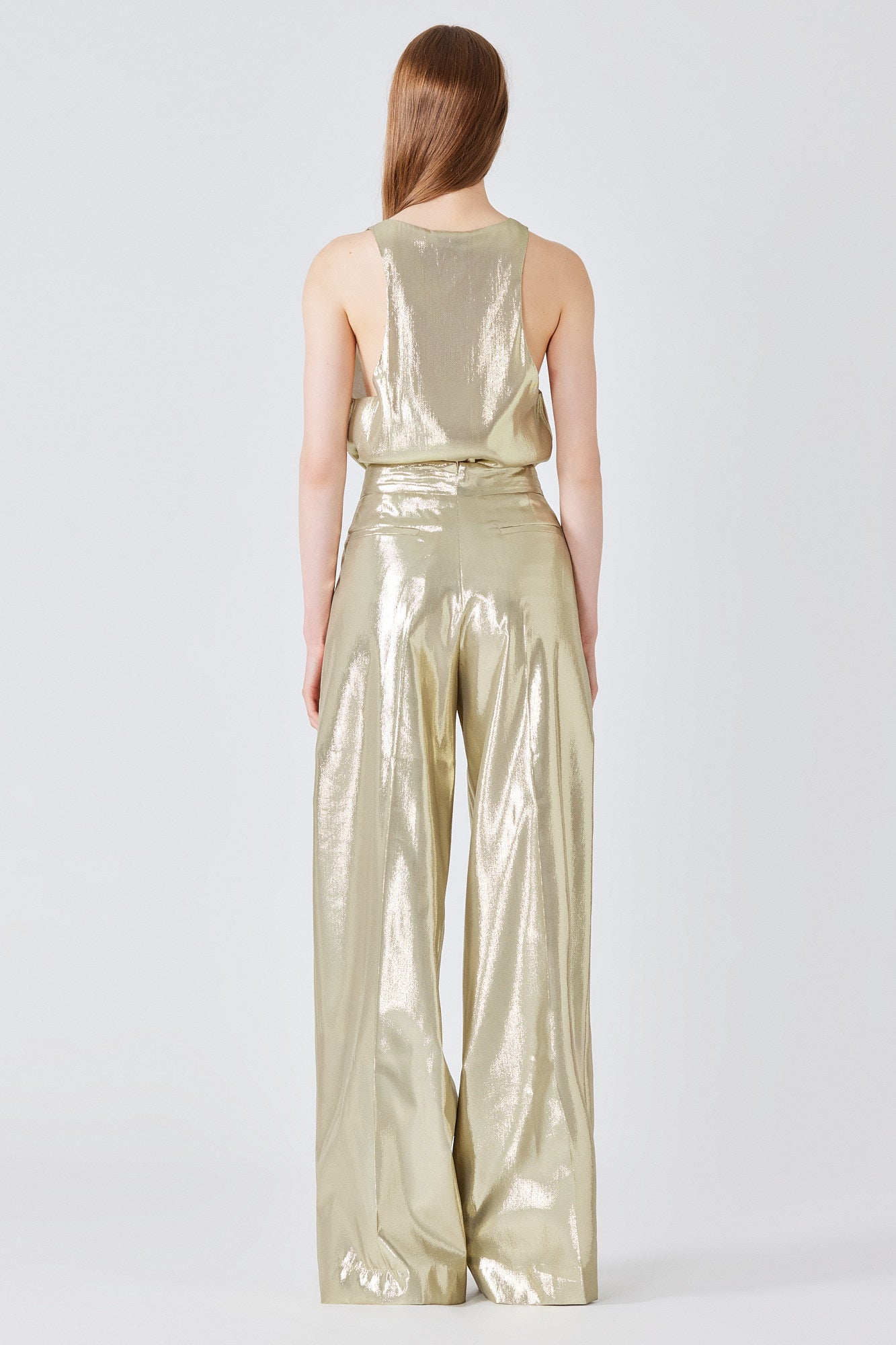 Sa Su Phi Bogart pantaloni lurex oro gamba larga