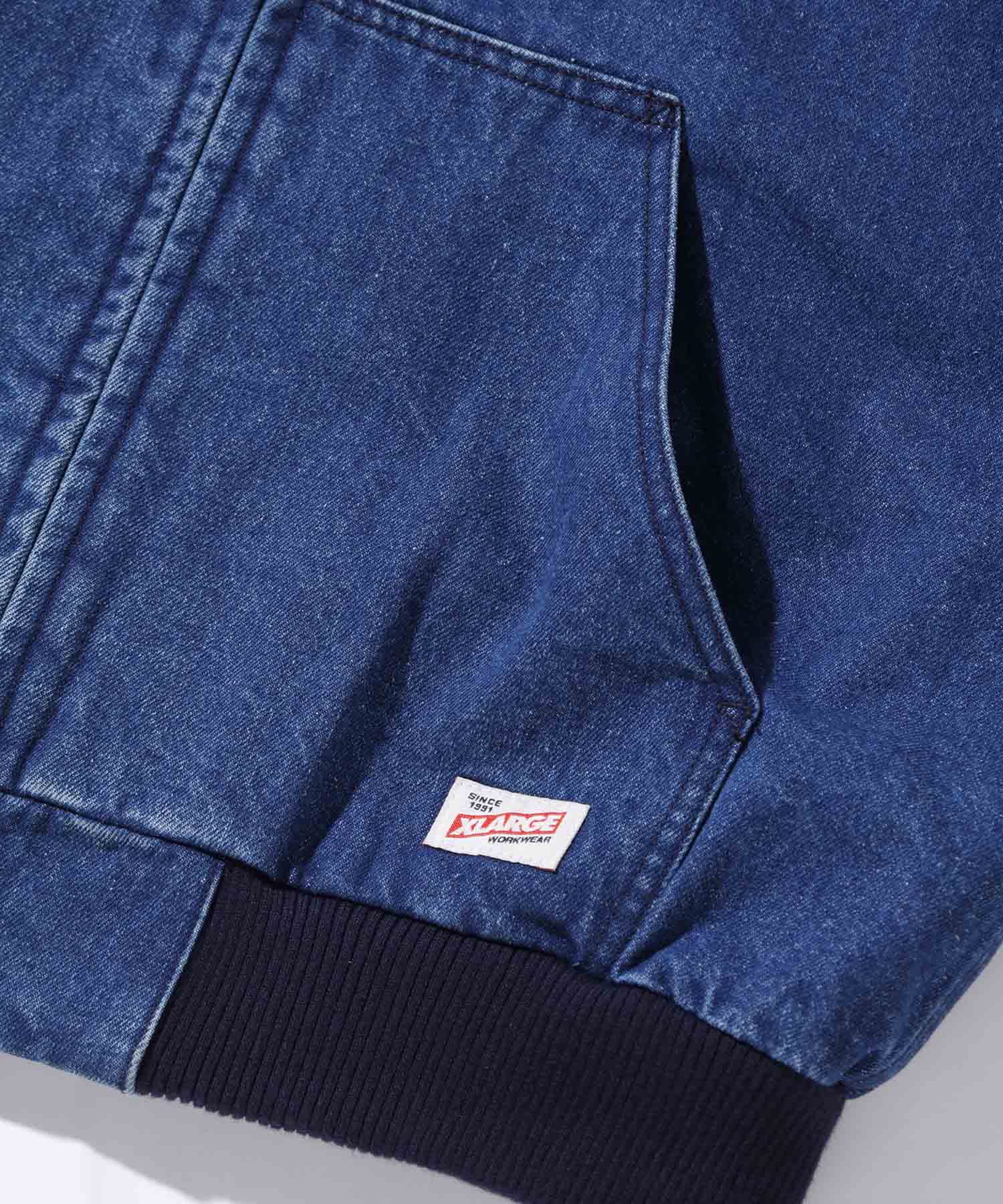 X-Large Hooded Denim Work Jacket giacca jeans cotone