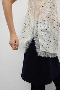 The New Society Polka top donna pois in viscosa con pizzo