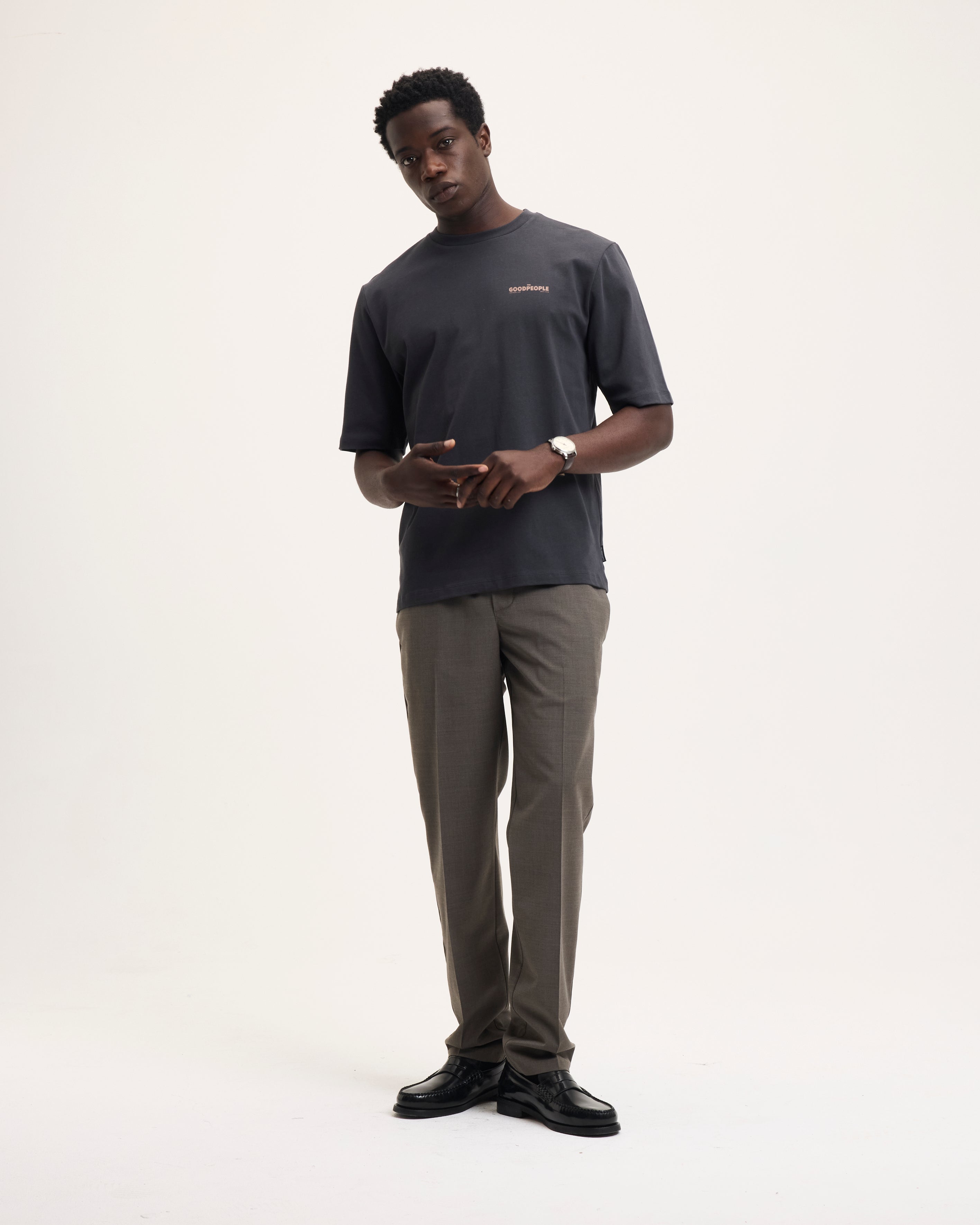 Goodpeople Tex t-shirt cotone antracite stampa fiore