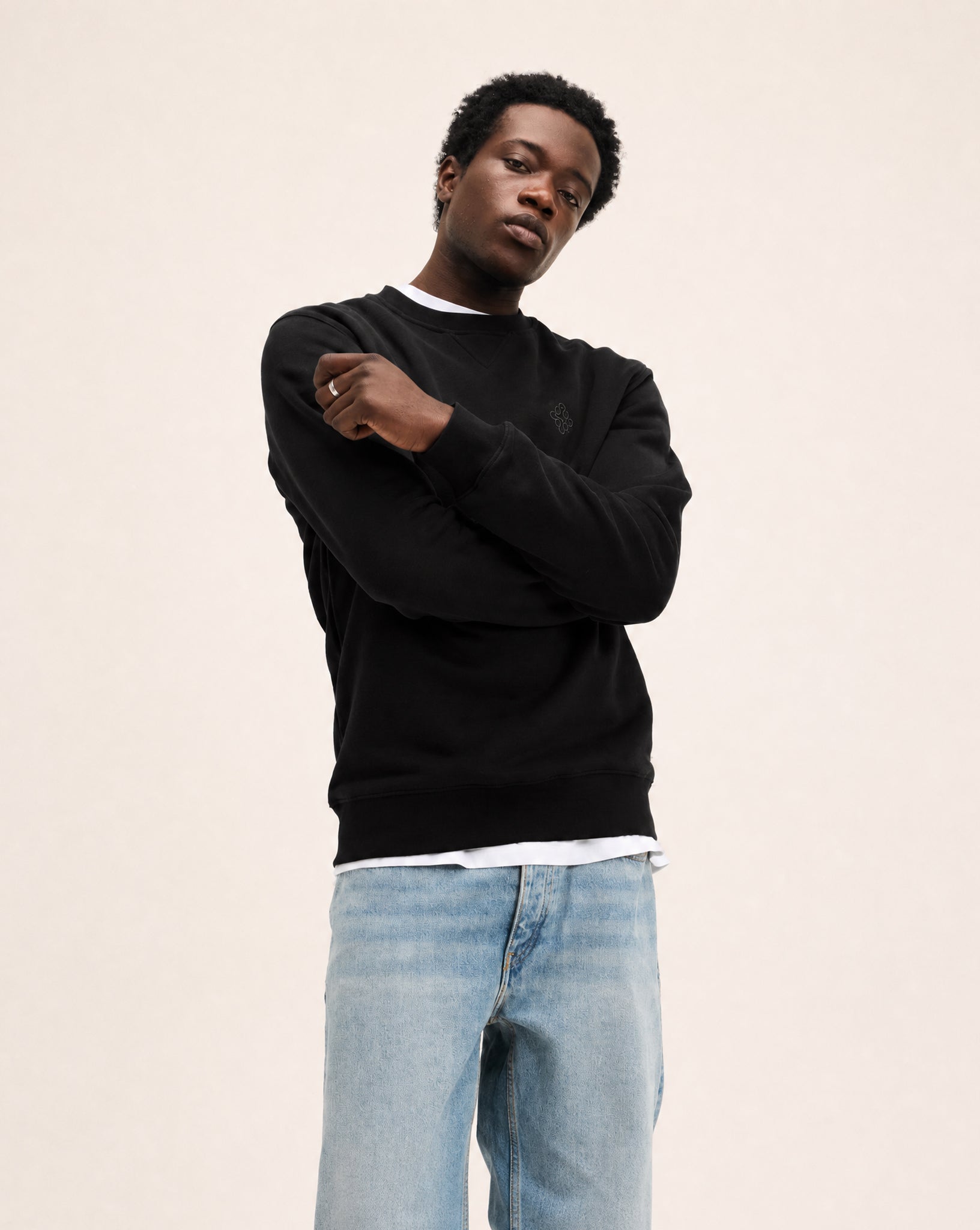 Goodpeople Lommy maglione cotone girocollo nero