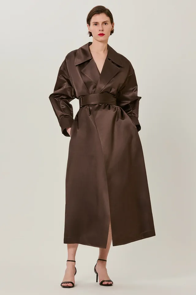 Sa Su Phi Valentina trench in seta marrone cioccolato