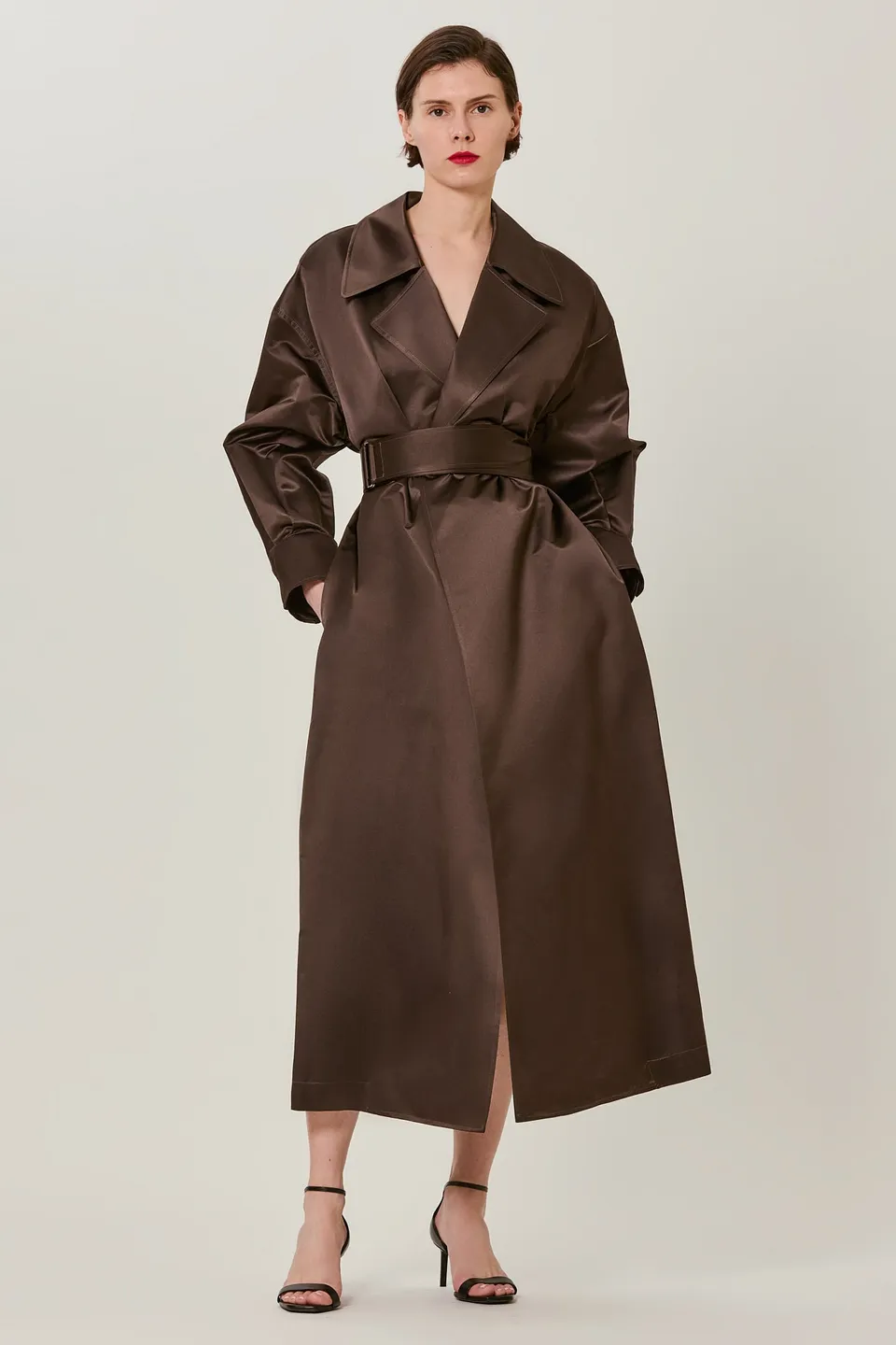 Sa Su Phi Valentina trench in seta marrone cioccolato