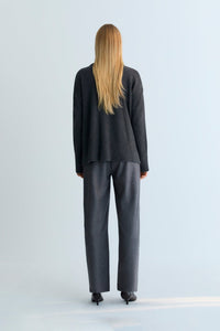 The New Society Dione pantaloni donna lana grigio pieghe