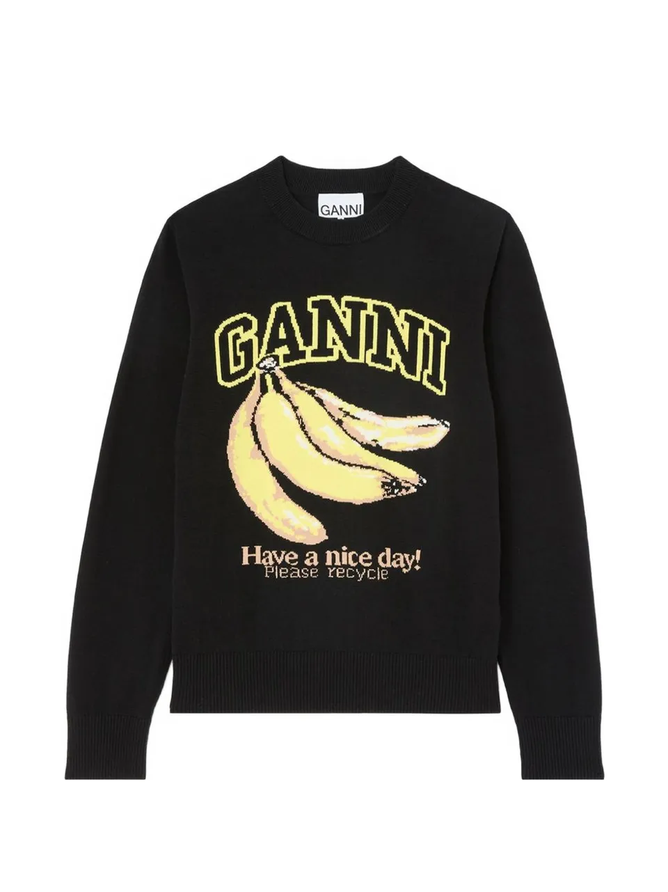 Ganni A1150013 felpa donna nera girocollo