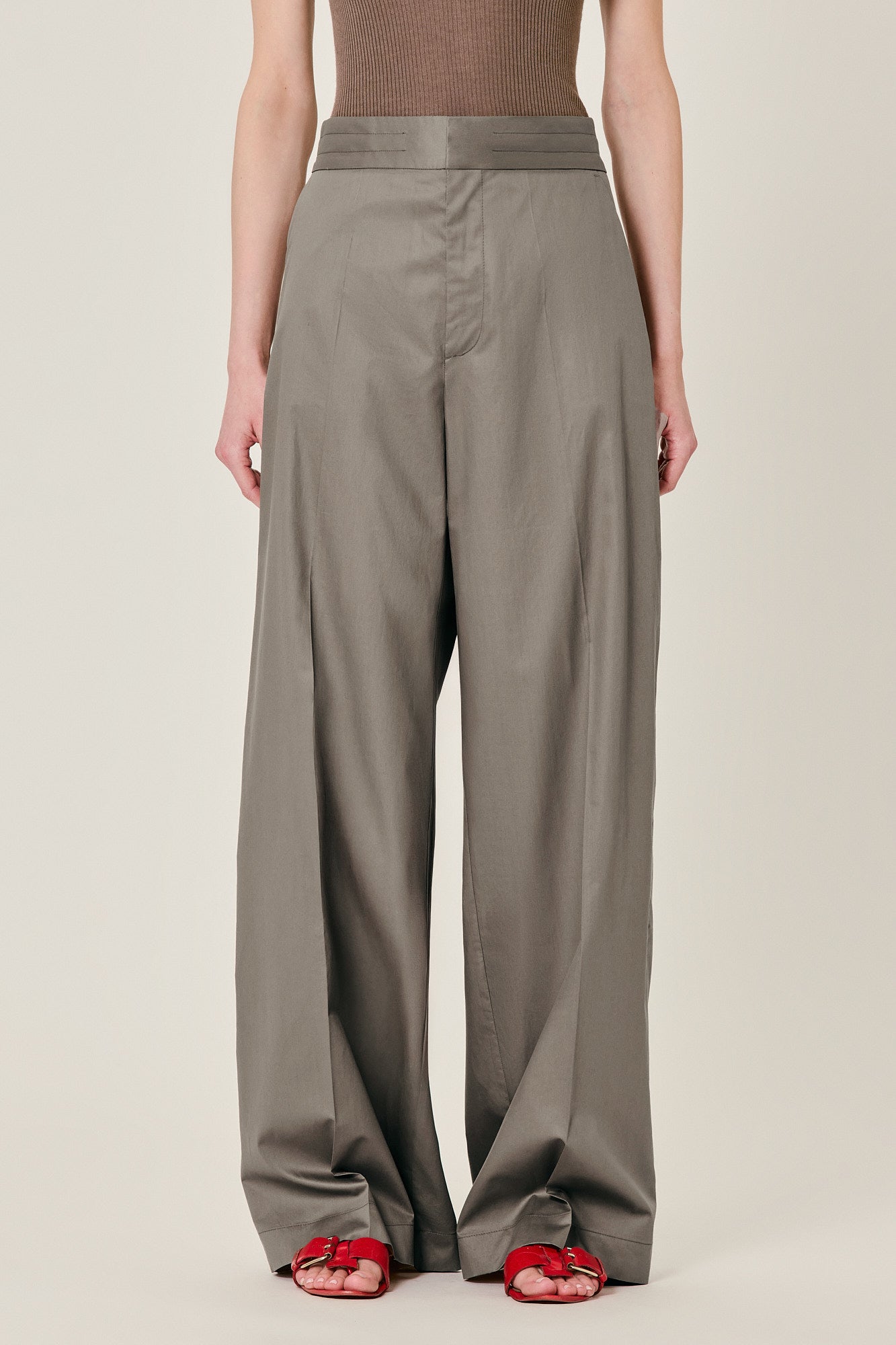 Sa Su Phi Petra Pantaloni Cotone Gamba Larga Fango