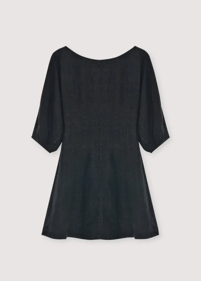 The New Society Galium Short abito corto lino nero