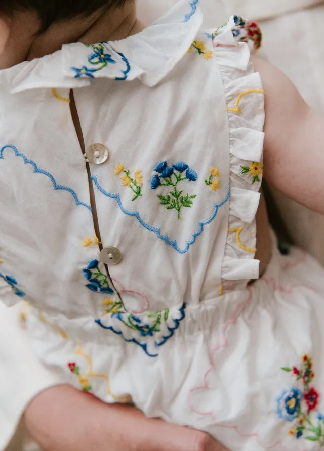 The New Society Jacinthe Pagliaccetto Neonato Cotone Ricamato