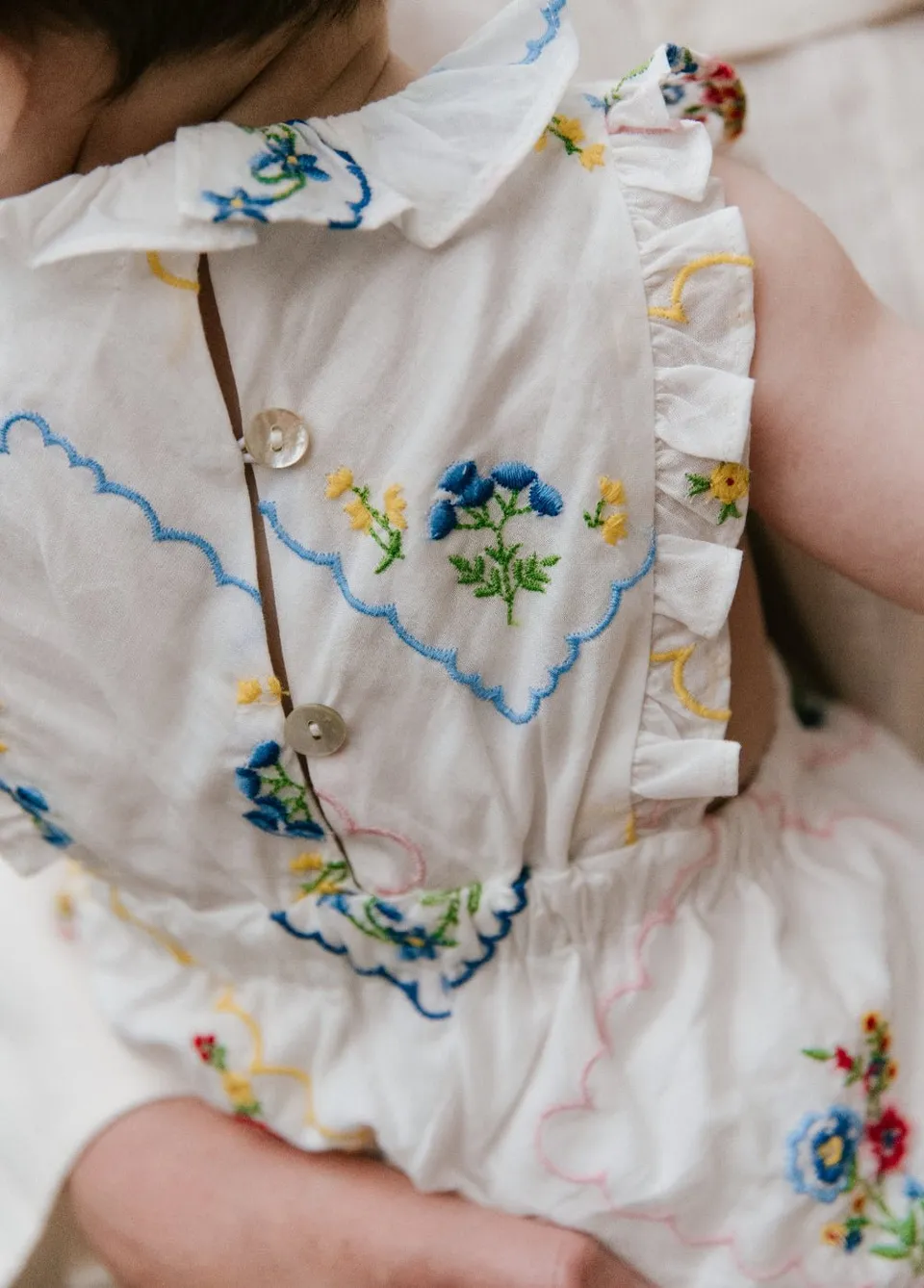 The New Society Jacinthe Pagliaccetto Neonato Cotone Ricamato