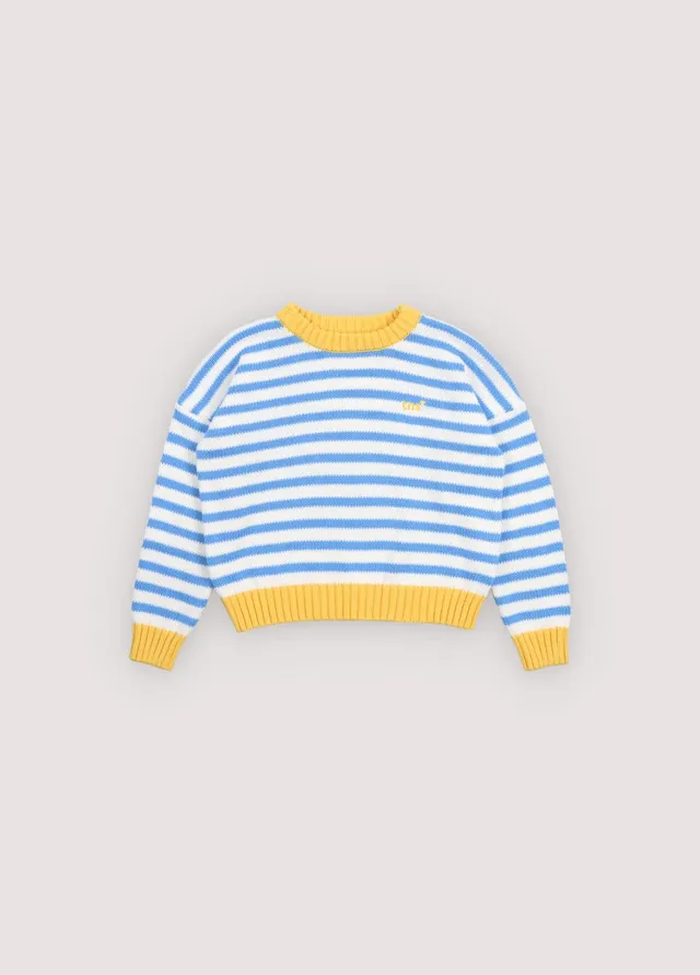 The New Society Marigold maglione bambino righe blu cotone