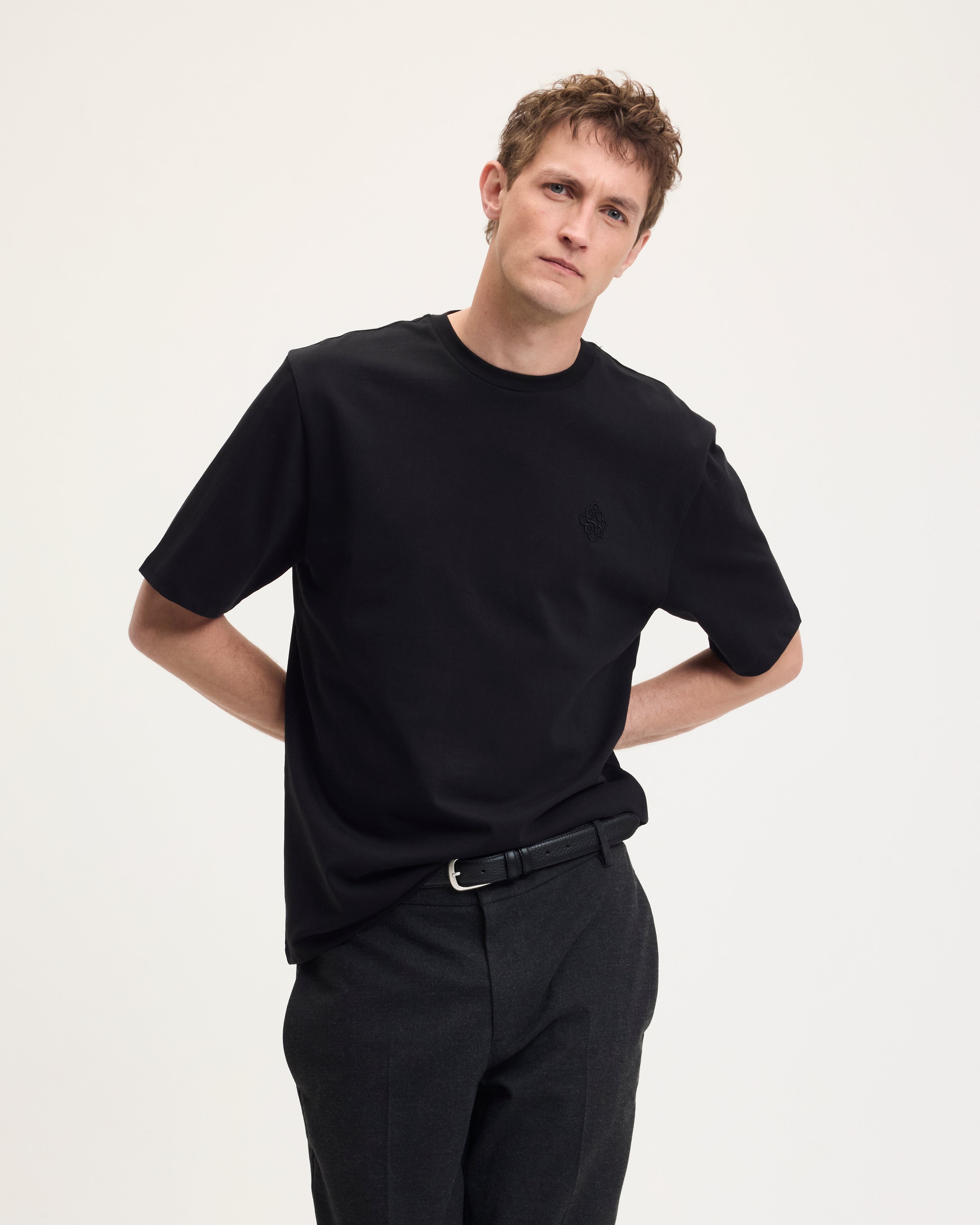 GOODPEOPLE Tommy T-Shirt Cotone Nera Logo Ricamato