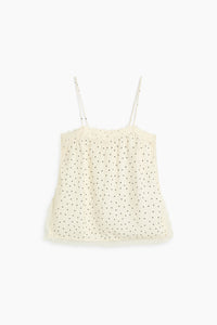 The New Society Polka top donna pois in viscosa con pizzo