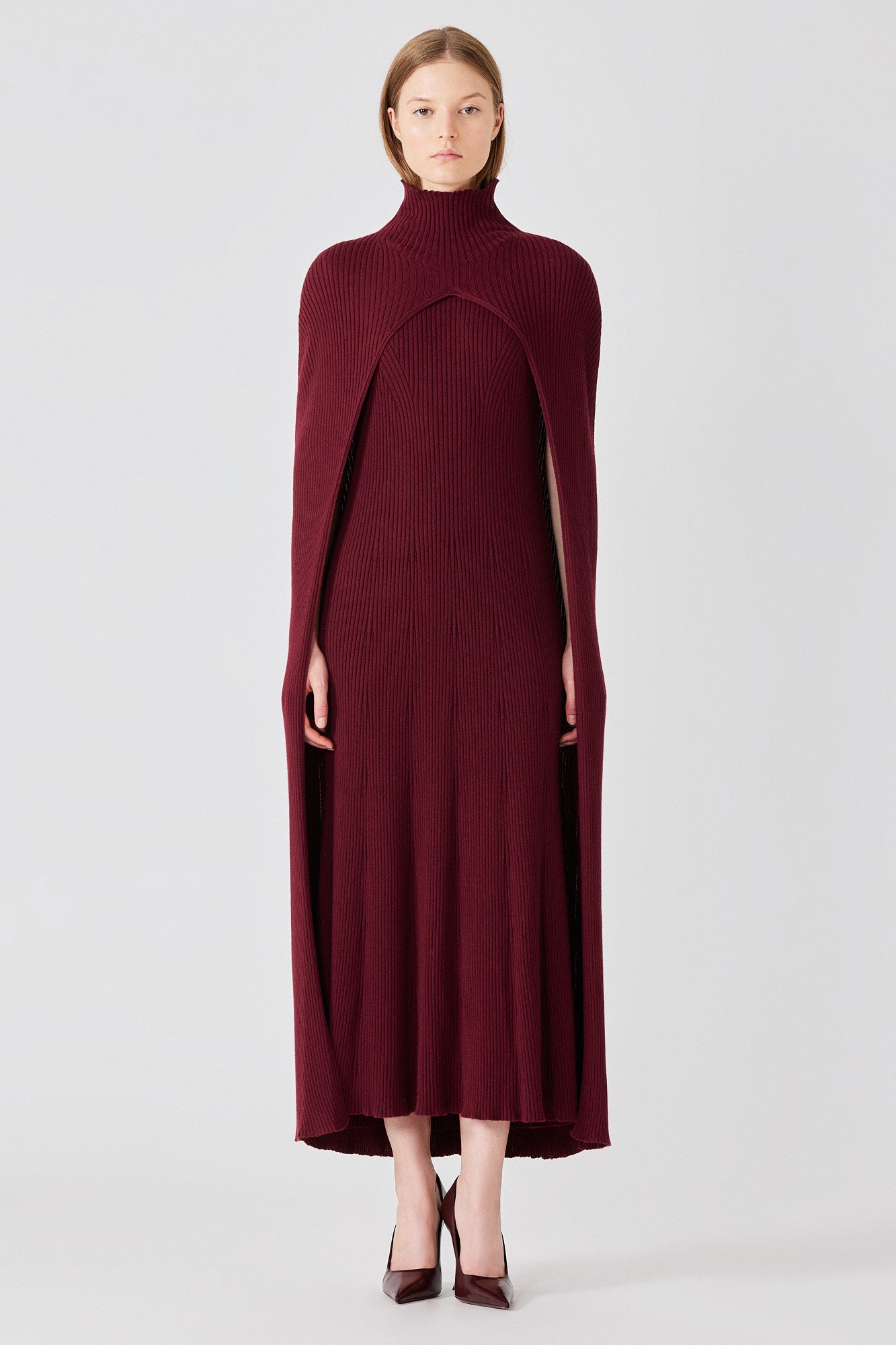 Sa Su Phi Abito Lungo Senza Maniche Bordeaux Cashmere Seta