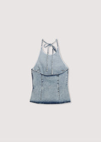 The New Society Chios top halter denim sbiancato