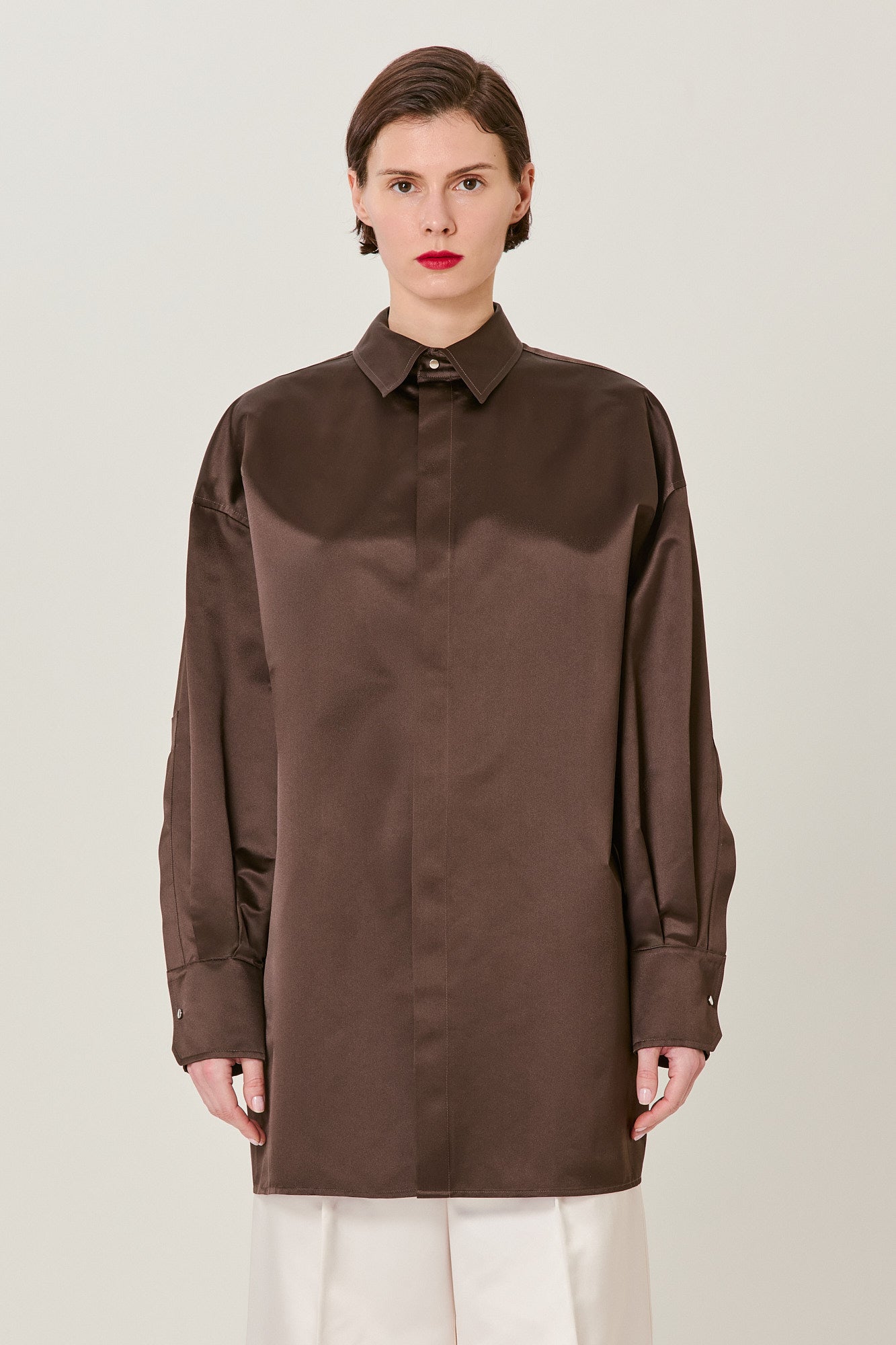 Sa Su Phi Valentina camicia seta duchesse marrone