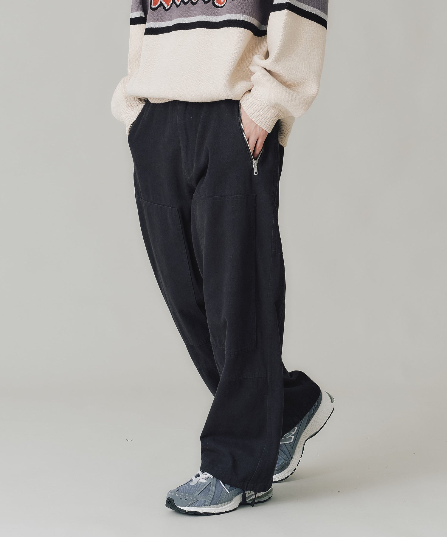X-Large Zip Flight pantaloni cargo neri cotone