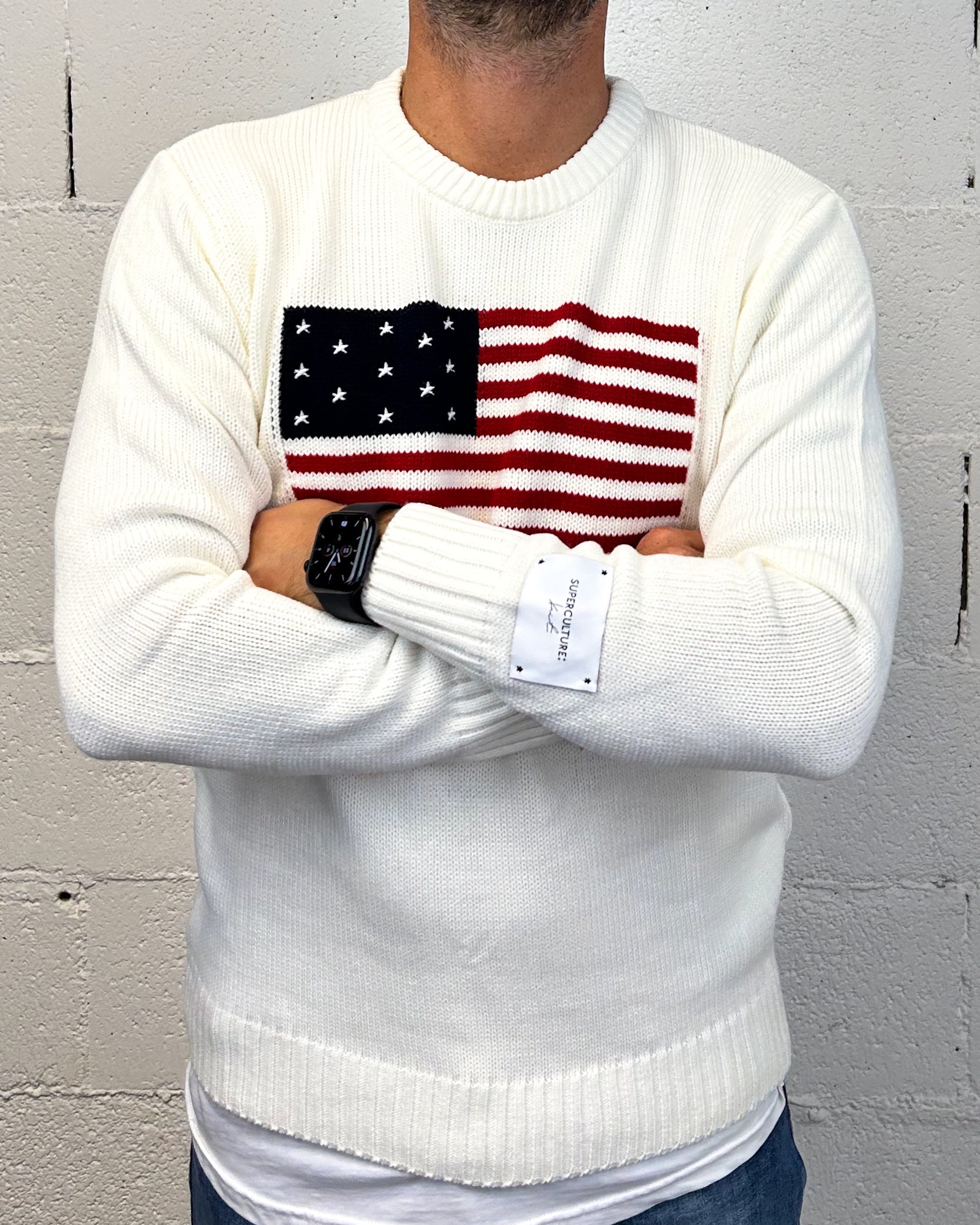 ONLYONE SUPERCULTURE U.S.A pullover bianco vestibilita regolare
