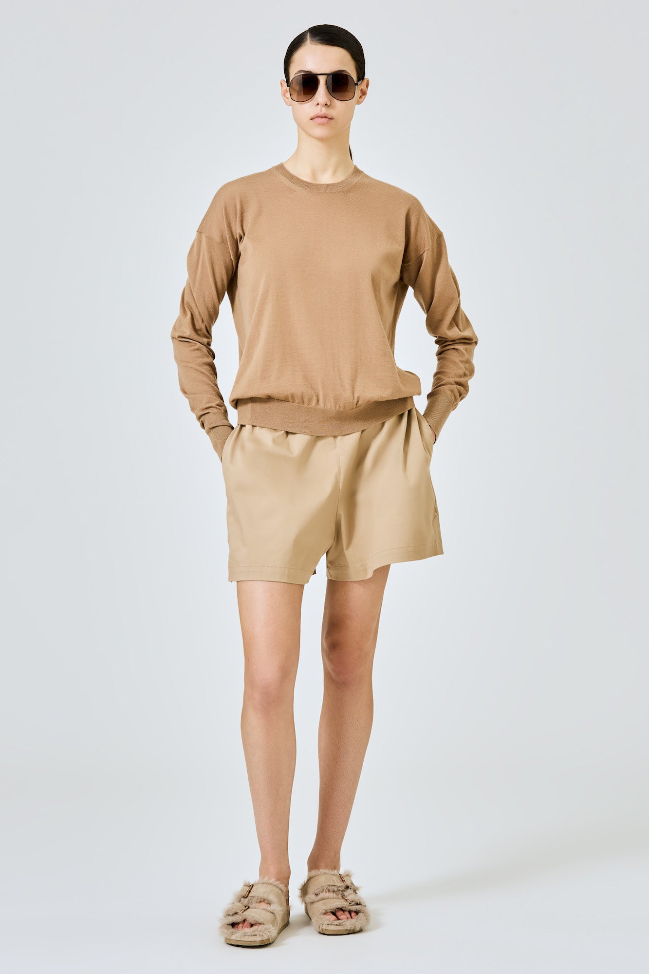 Sa Su Phi Valentina shorts donna cammello cotone seta