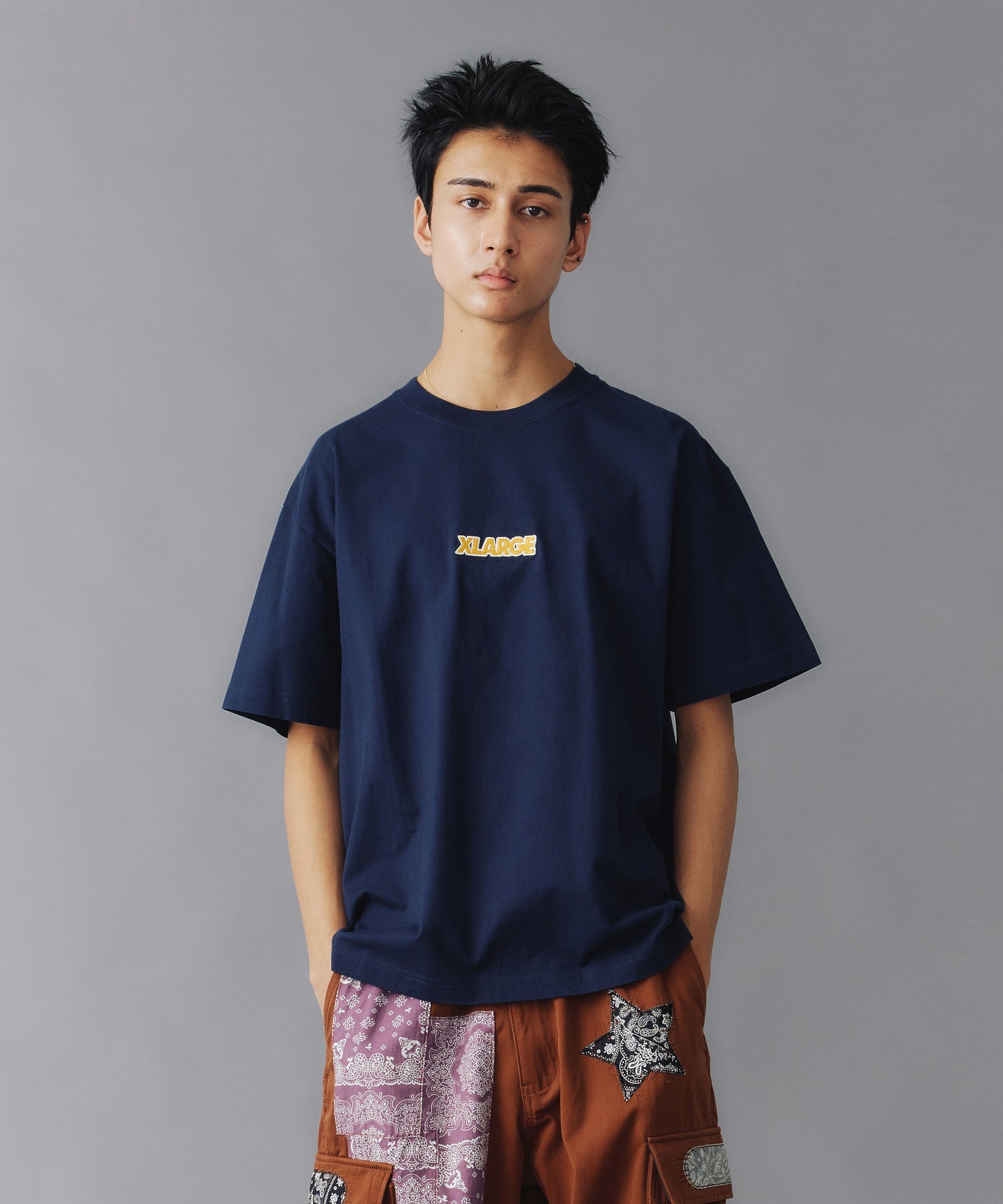 X-Large Standard Logo T-shirt manica corta blu ricamo