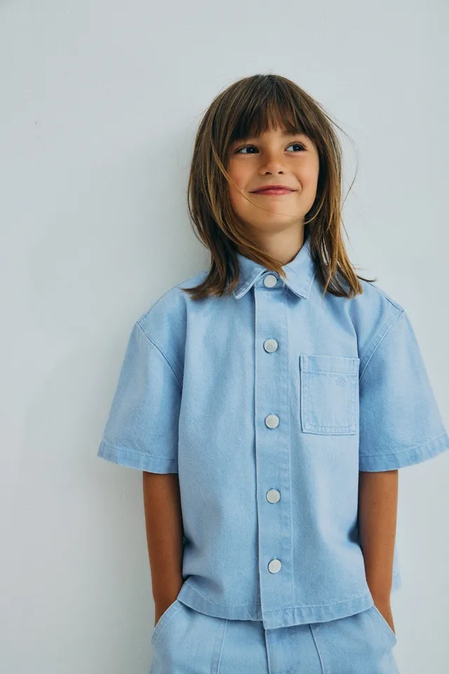 The New Society Ginger camicia bambino denim chiaro