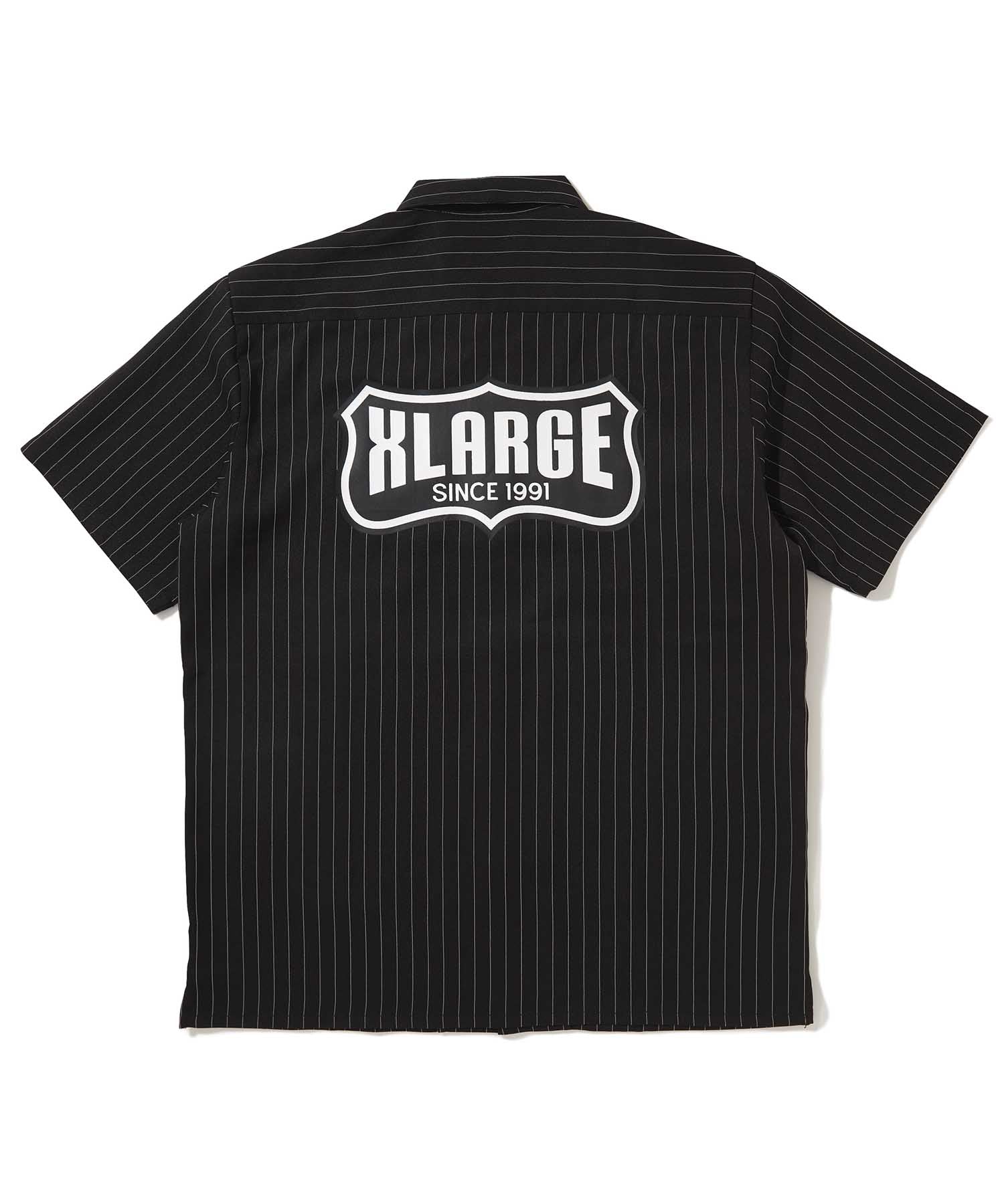 X-Large S/S Stripe Work camicia a righe nero