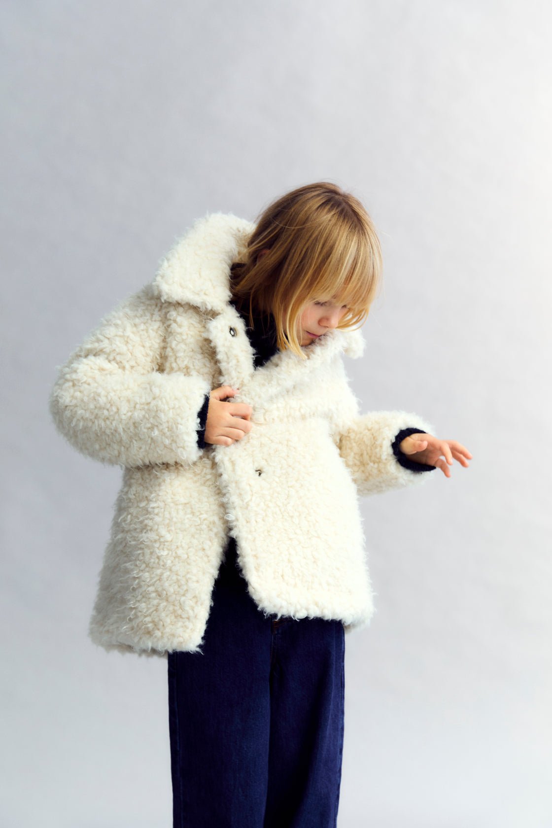 The New Society Ninette Girl cappotto bambina bianco fodera cotone