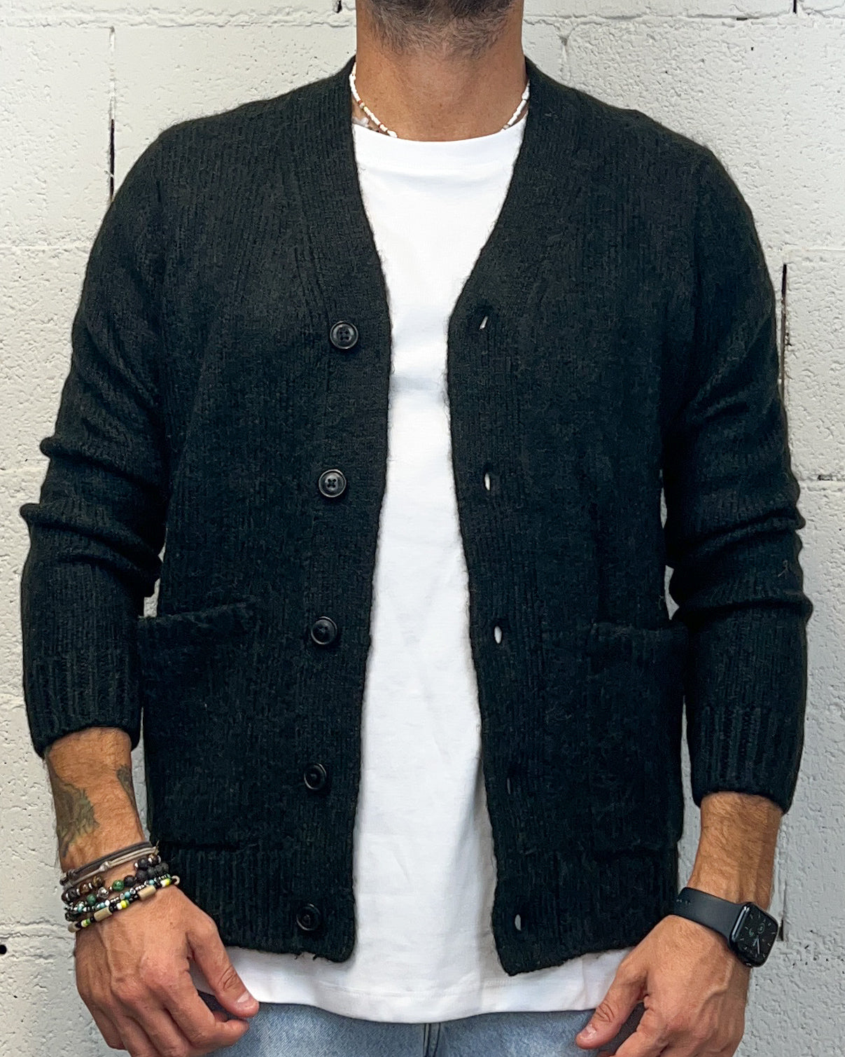 ONLYONE OVER-D cardigan nero tasche a toppa