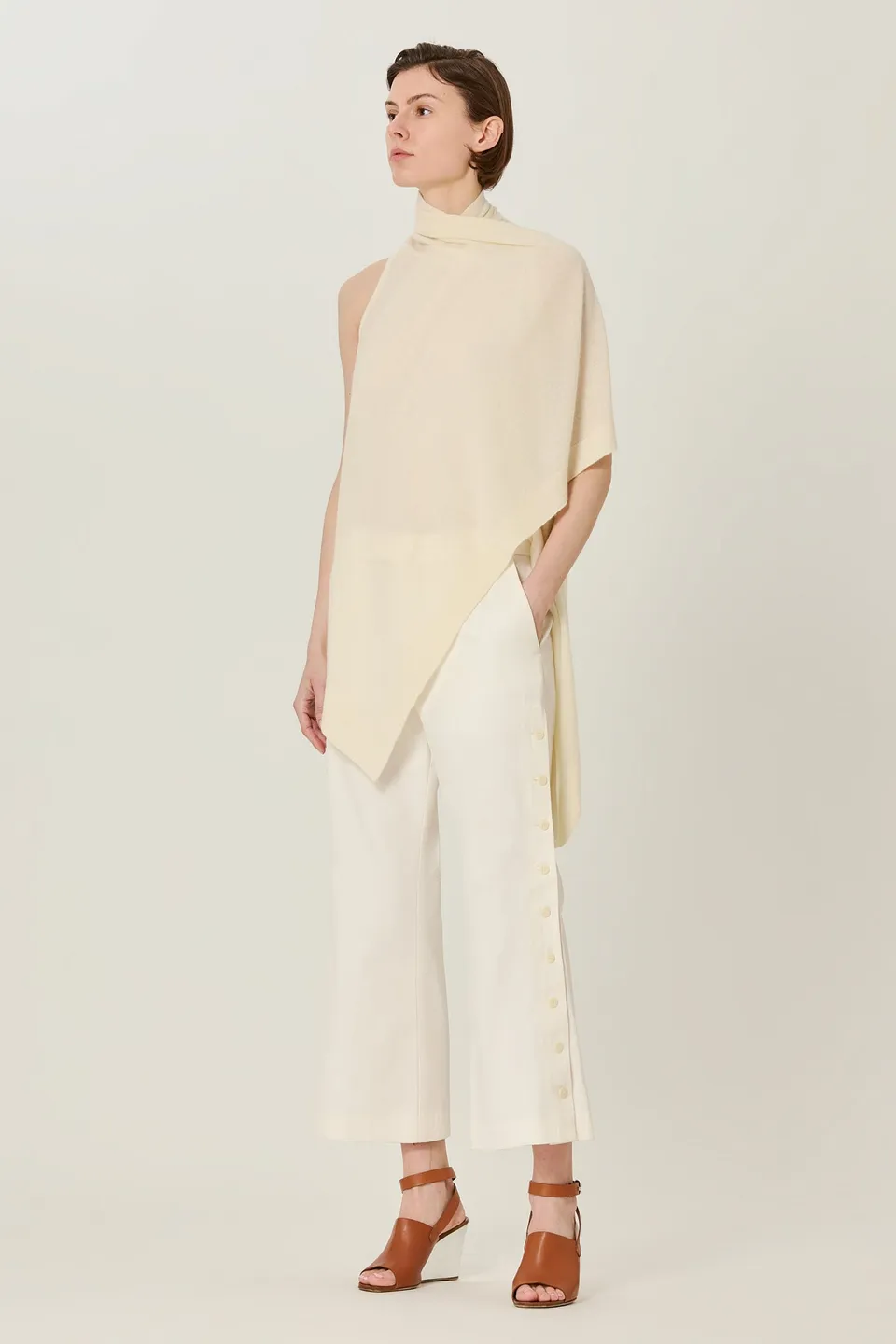 Sa Su Phi Poncho cardigan cashmere seta avorio