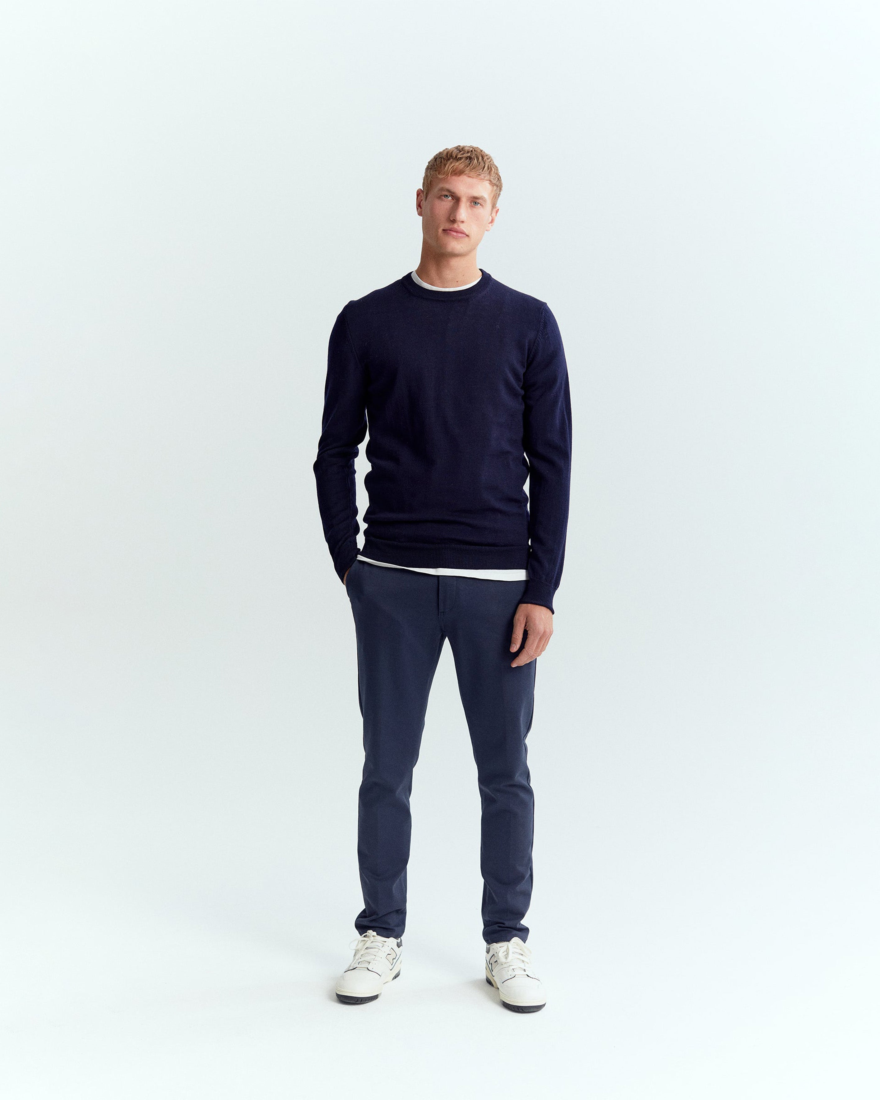 Goodpeople Essential Merino Knit maglione lana blu navy