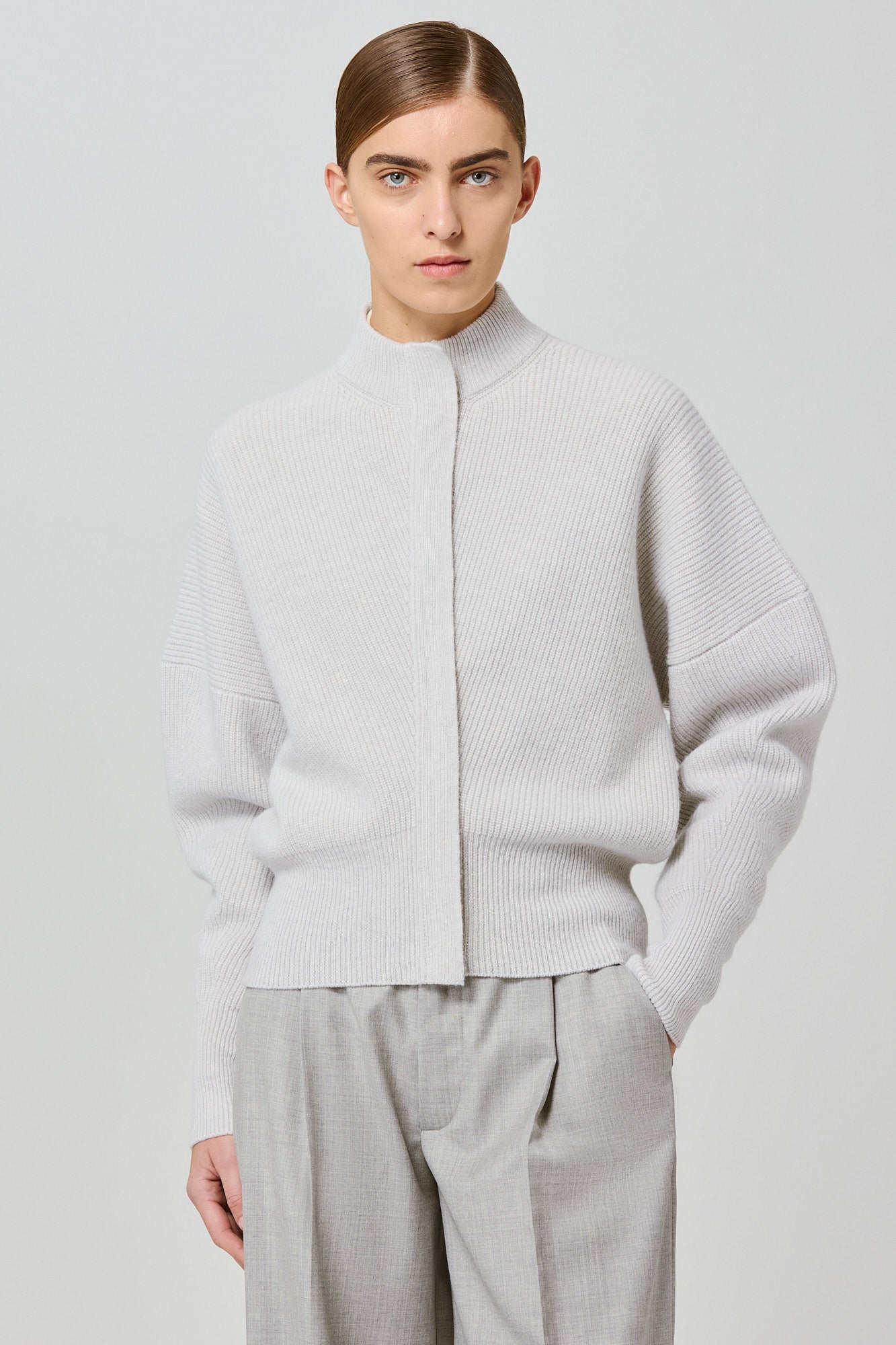 Sa Su Phi cardigan coste cashmere ghiaccio con zip