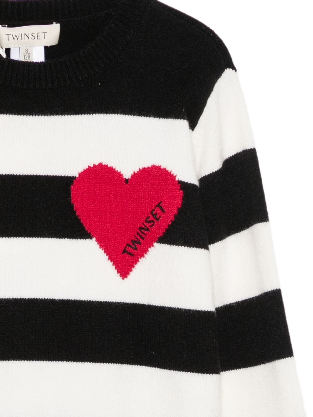 Twinset Girl 262GJ3042 maglia riga nero neve bambina