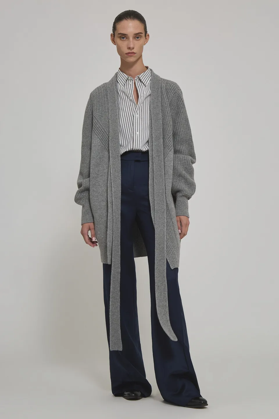 Sa Su Phi Armor cardigan cashmere grigio cintura