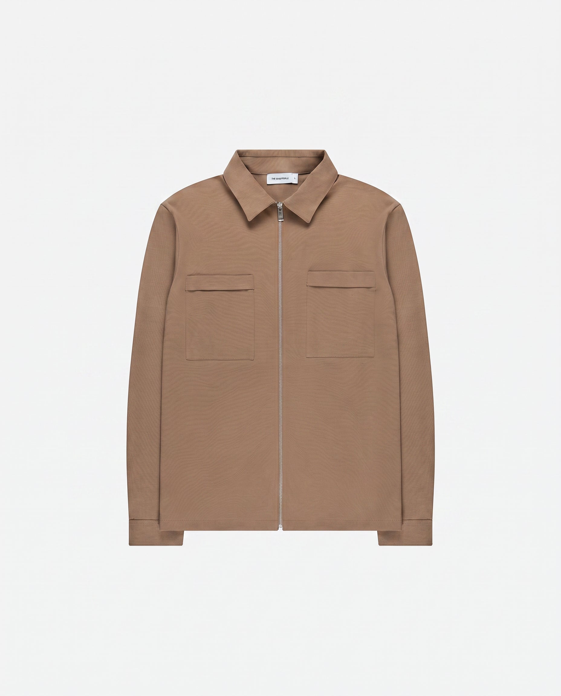 GOODPEOPLE Lavi camicia jersey Mocca elasticizzata