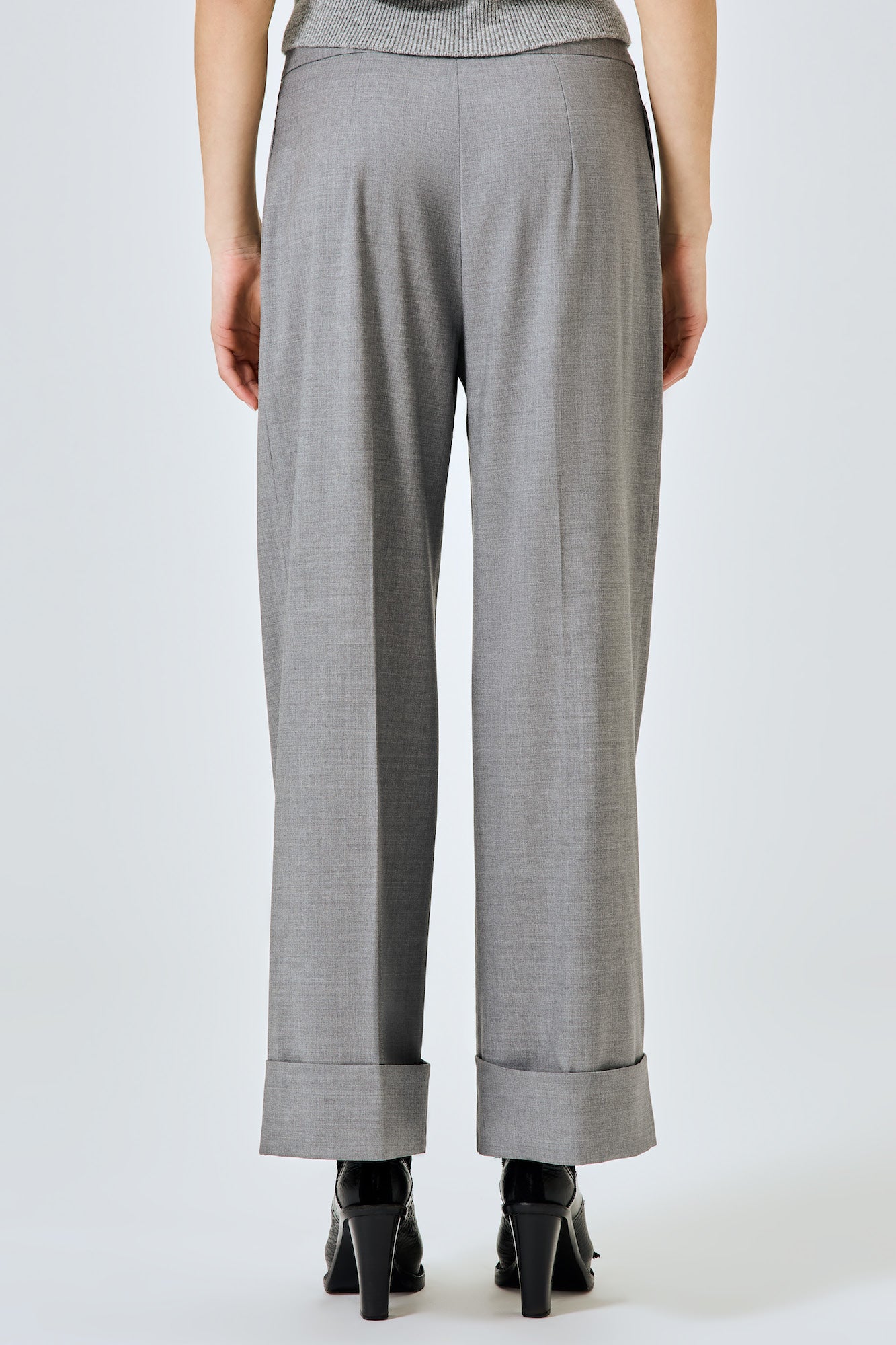 Sa Su Phi Bella pantaloni lana con risvolti grigio
