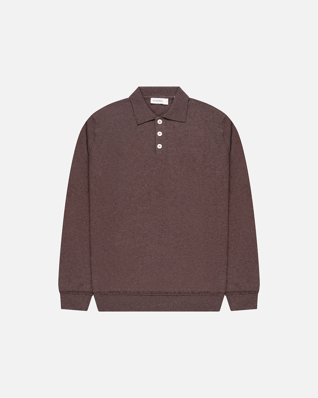 GOODPEOPLE Kario polo maglia manica lunga marrone cioccolato