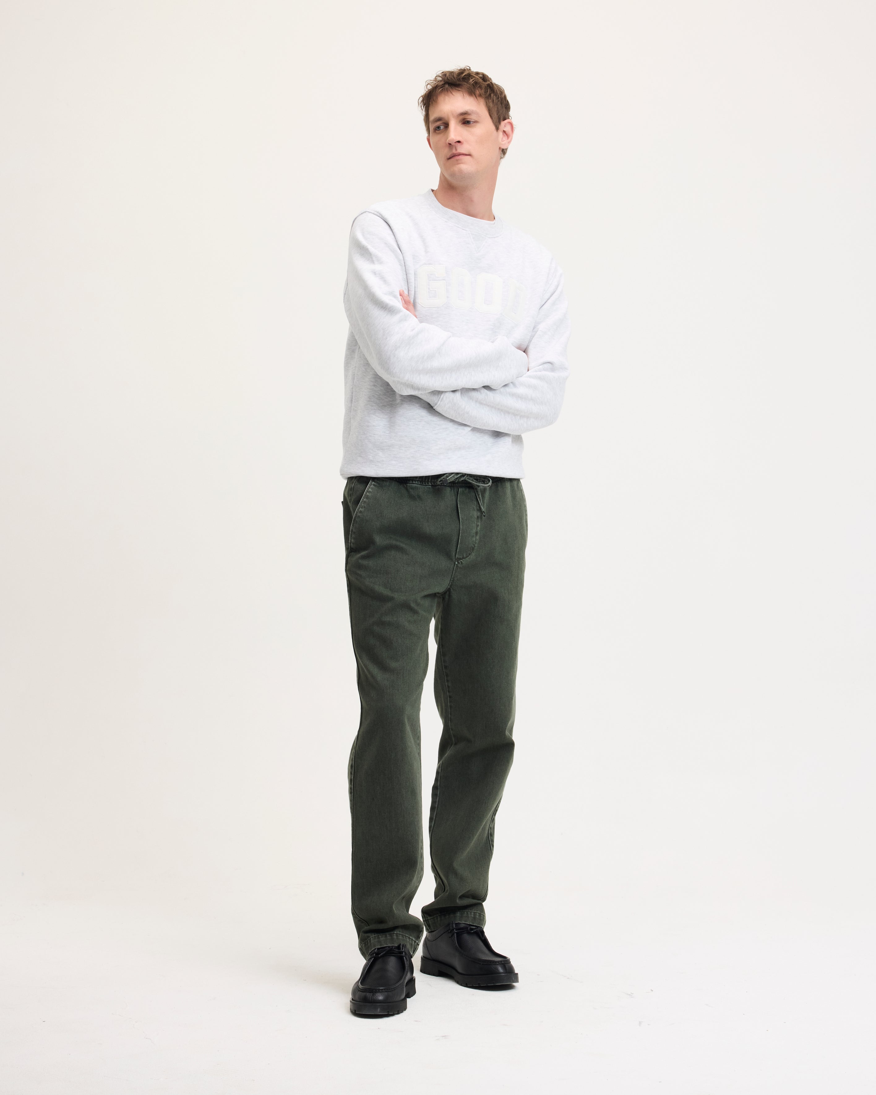 GOODPEOPLE Bob jeans dritti verde foresta cotone