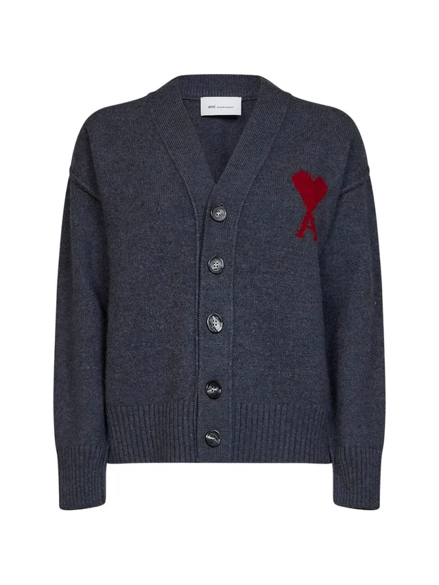 Ami UKC367 cardigan grigio uomo