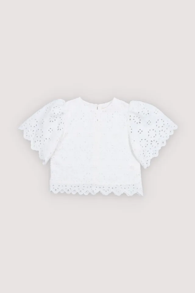 The New Society Sakura Pure Cloud camicetta bambina ricamata bianca