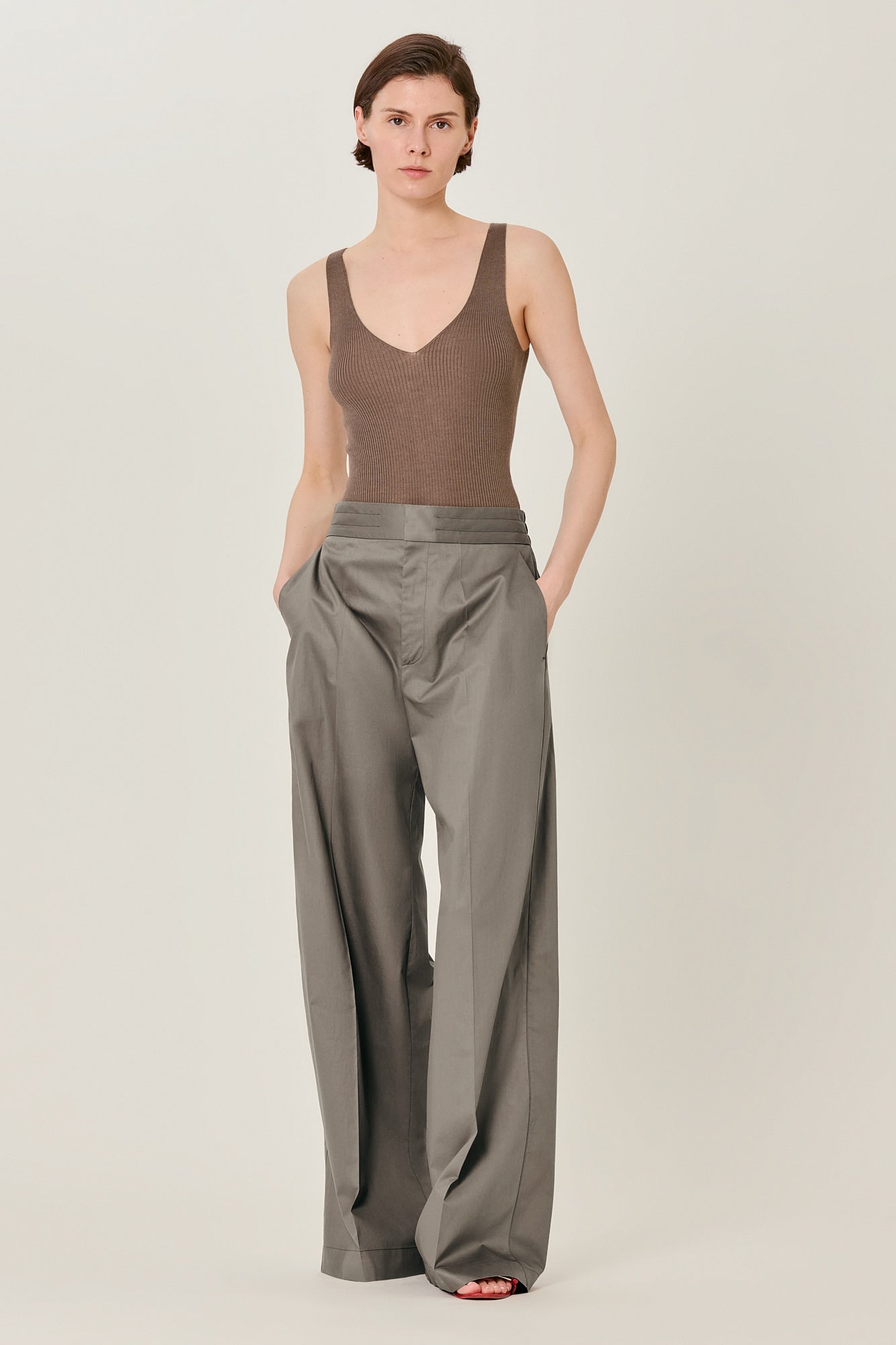 Sa Su Phi Petra Pantaloni Cotone Gamba Larga Fango