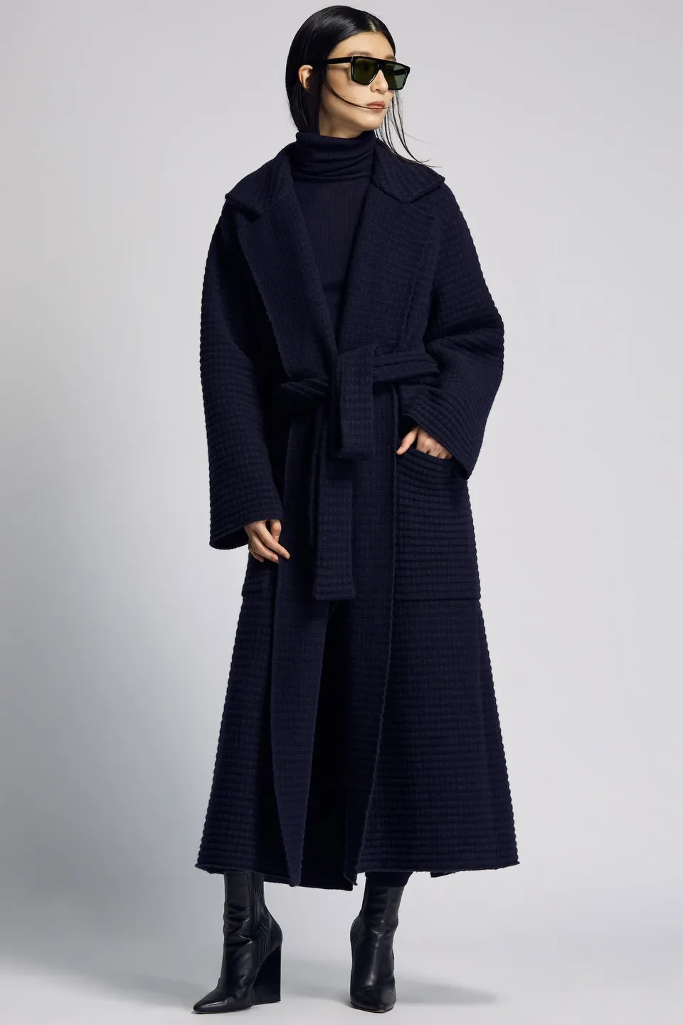 Sa Su Phi Caroline cappotto lungo blu cashmere lana