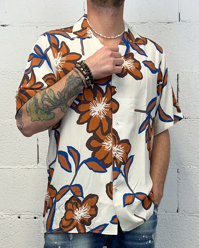 OVER-D Hawaii Camicia Bowling Viscosa Vestibilità Regolare