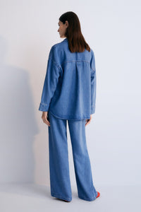The New Society Micenas pantaloni denim blu lyocell